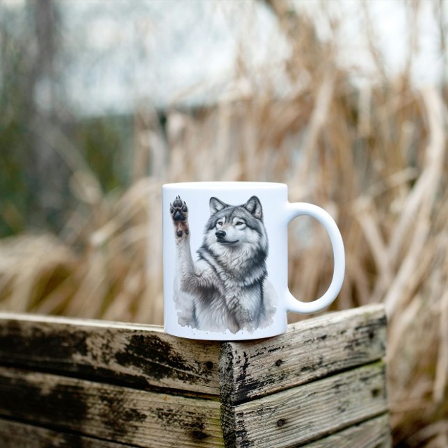 Artistic Grey Wolf in watercolor Two-Tone Coffee Mug (Creator Uploaded)