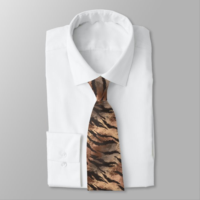 Artistic Groomsman Gift Tiger Print Tie (Tied)