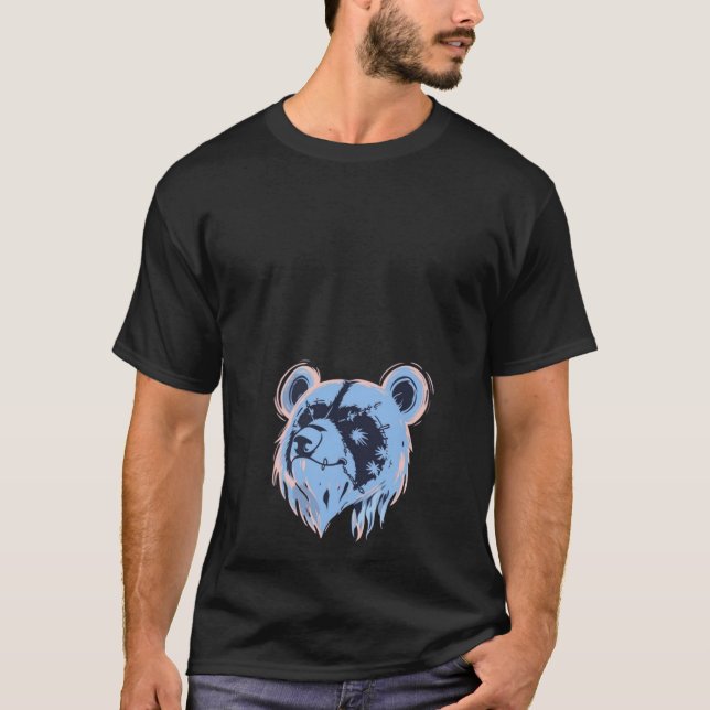 Artistic Grunge Bear Face Graphic Tee (Front)
