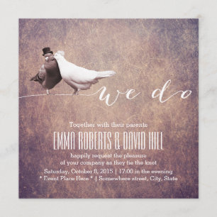 Artistic Grunge Love Birds Wedding Invitation