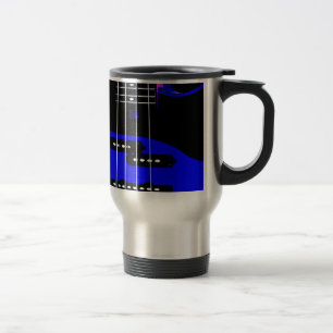 Artistic Guitar Blue and Black Travel Mug