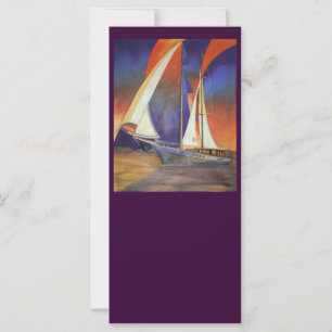 Artistic Gulet Under Sail In Orange and Purple