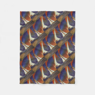 Artistic Gulet Under Sail In Orange and Purple Fleece Blanket