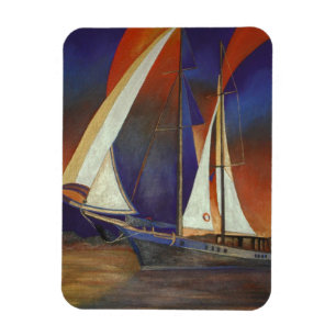 Artistic Gulet Under Sail In Orange and Purple Magnet