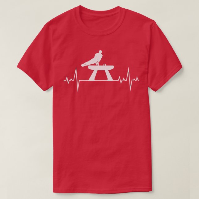 Artistic Gymnastics Pommel Horse Gymnast Heartbeat T-Shirt (Design Front)