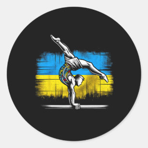Artistic Gymnastics Ukrainian Ukraine Flag Athlete Classic Round Sticker