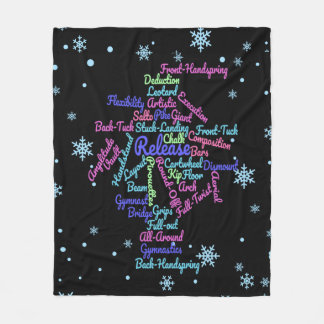 Artistic Gymnastics Word Cloud Snowflake Fleece Blanket