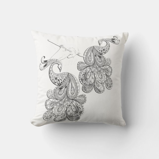 Artistic hand-drawn doodle-abstract art cushion (Front)