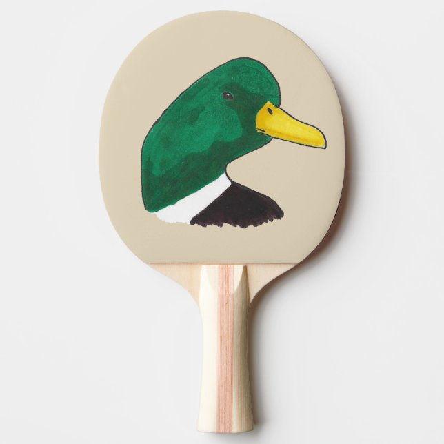 Artistic Hand-drawn Mallard Duck Ping Pong Paddle (Front)