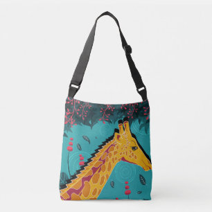 Artistic hand-painted giraffe tote bag