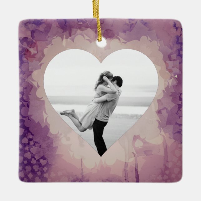 Artistic Heart/Custom Photo Ceramic Tree Decoration (Front)