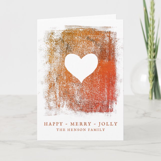 Artistic Heart Drawing Family Christmas  Holiday Card (Front)