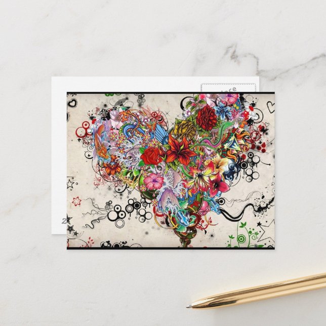 Artistic Heart Postcard ( Valentine's Day Swirling Heart Pattern!)