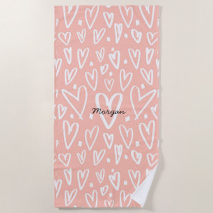 Artistic Hearts Monogram Beach Towel