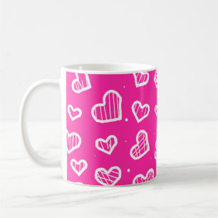 Artistic Hearts Seamless Pattern Pink Background  Coffee Mug
