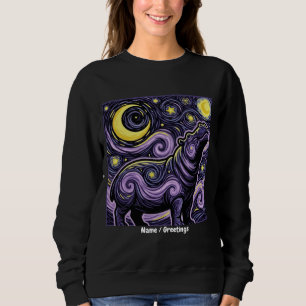 Artistic Hippo Swirling Starry Night Sky Graphic Sweatshirt