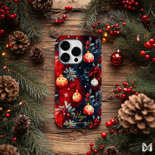 Artistic Holiday - Elegant Red and Gold Ornament Case-Mate iPhone 14 Pro Case
