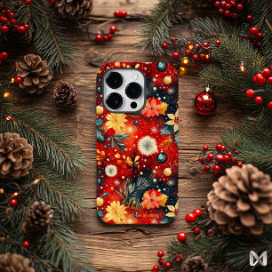 Artistic Holiday – Festive Floral and Ornament Case-Mate iPhone 14 Pro Case