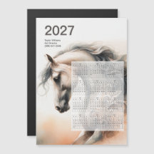Artistic Horse 2027 Calendar with Magnetic Back