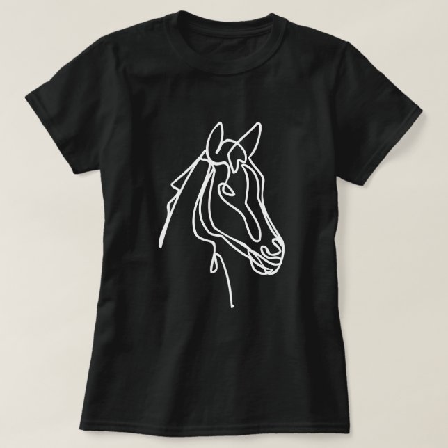 Artistic horse drawing black t shirt for women (Design Front)