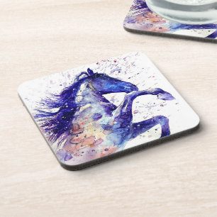 Artistic Horse Watercolor Splatter Painting Coaster