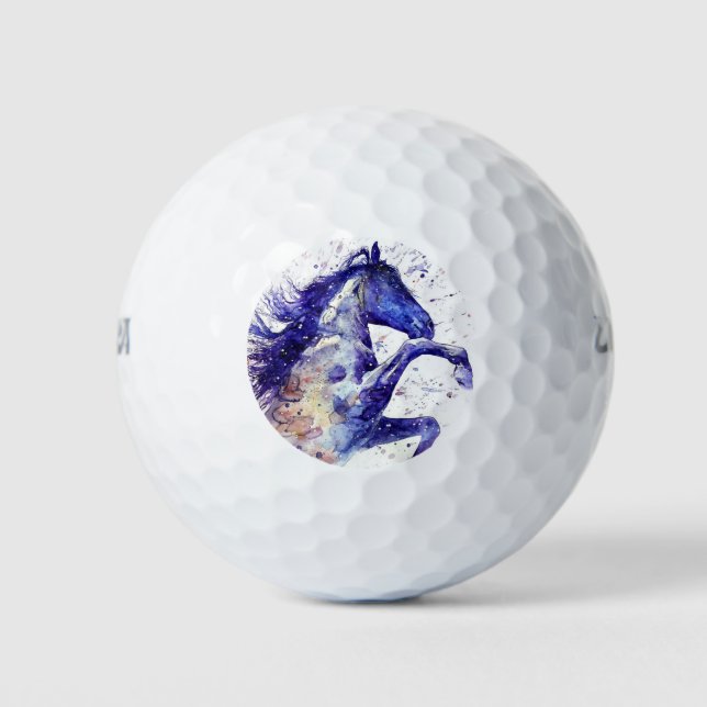 Artistic Horse Watercolor Splatter Painting Golf Balls (Front)