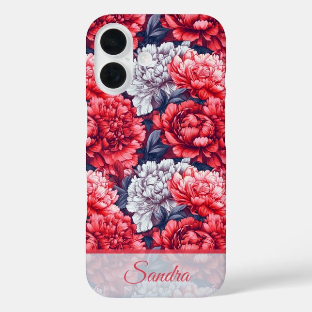 Artistic Housewarming Gift Peony Name Case-Mate iPhone Case (Back)