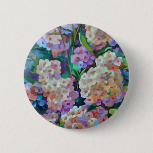 Artistic Hydrangeas 6 Cm Round Badge