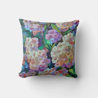 Artistic Hydrangeas Hortensia Floral Abstract Art Cushion
