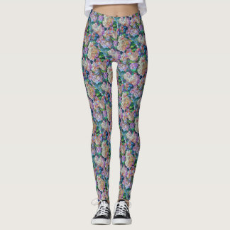 Artistic Hydrangeas Hortensia Floral Abstract Art Leggings