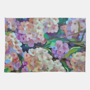 Artistic Hydrangeas Hortensia Floral Abstract Art Tea Towel