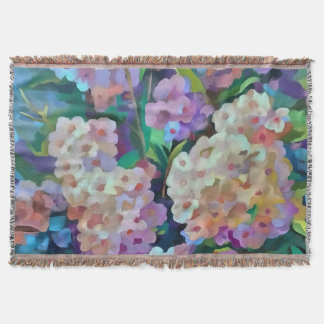 Artistic Hydrangeas Hortensia Floral Abstract Art Throw Blanket
