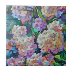 Artistic Hydrangeas Hortensia Floral Abstract Art Tile