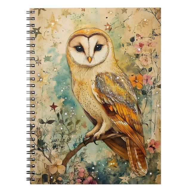 Artistic illustration of a barn owl, notebook (Front)