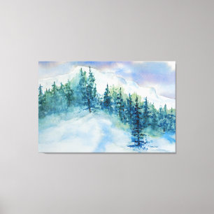 Artistic Impressionist Snowy Mountain Scene Canvas Print
