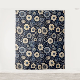 Artistic Indigo Florals | Watercolor Pattern Desig Tapestry