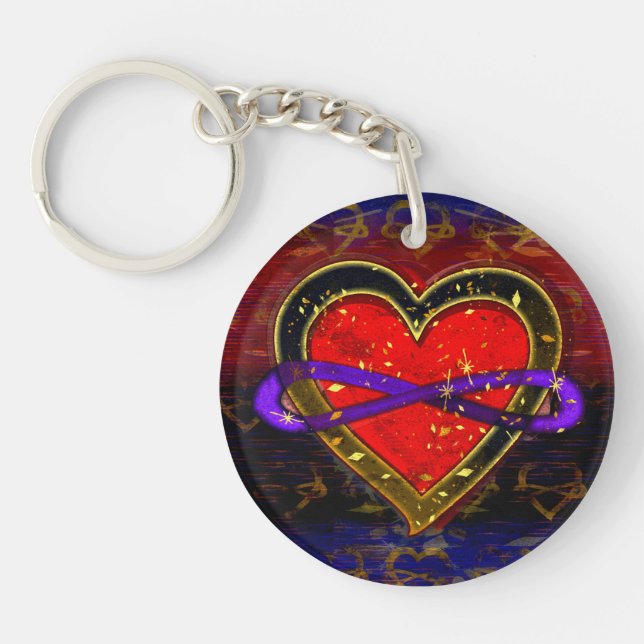 Artistic Infinity Heart Polyamory Flag Symbol Keyc Key Ring (Front)