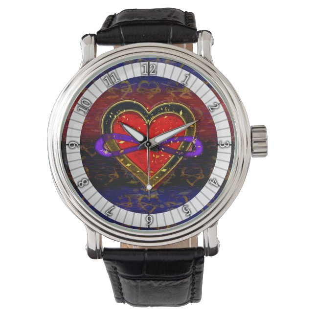 Artistic Infinity Heart Polyamory Flag Symbol Watc Watch (Front)