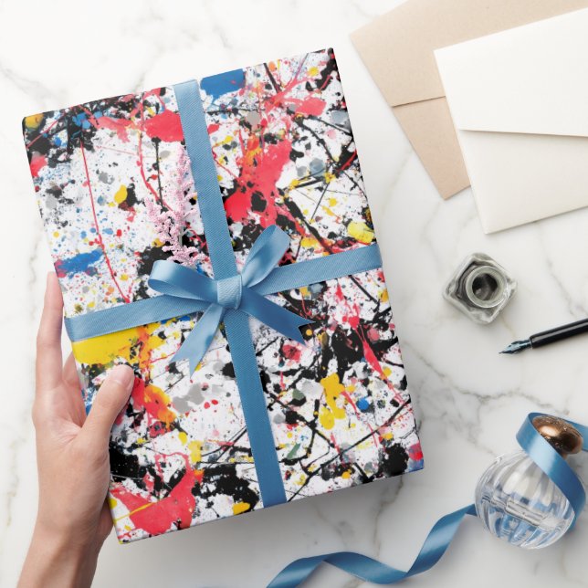 Artistic Ink Splash Multicolor Abstract Pattern Wrapping Paper (Gifting)