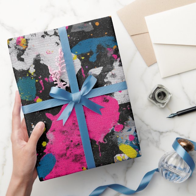 Artistic Ink Splash Multicolor Abstract Pattern Wrapping Paper (Gifting)