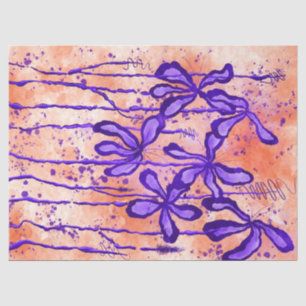 Artistic Inked Lilies print & paint splatter Tissue Paper