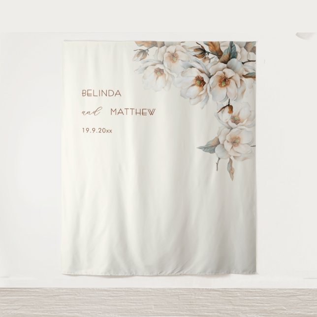 Artistic Ivory Floral Ivory | Wedding Tapestry (Front)