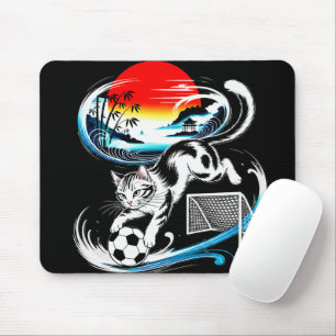 Artistic Japanese Soccer Cat for gaming, office Mouse Mat