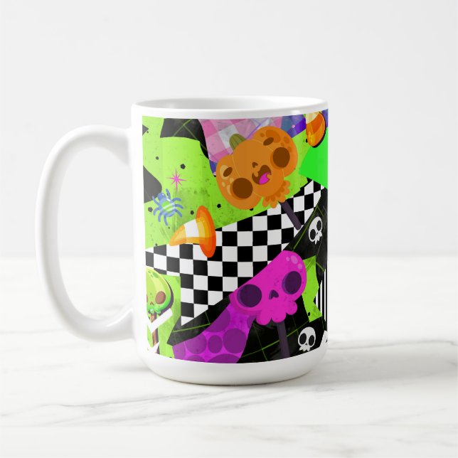 Artistic jelly halloween bright and bold coffee mug (Left)