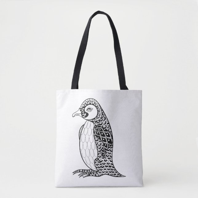 Artistic King Penguin Zendoodle 2 Tote Bag (Front)