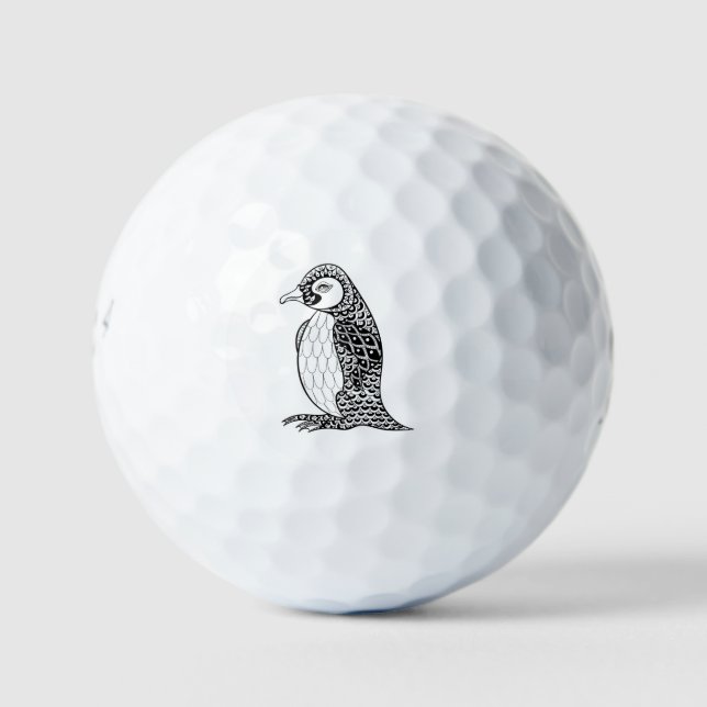 Artistic King Penguin Zendoodle Golf Balls (Front)