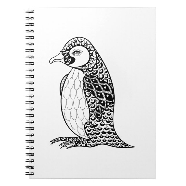 Artistic King Penguin Zendoodle Notebook (Front)