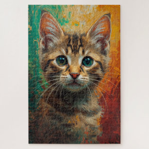 Artistic Kitten Portrait – Vibrant Oil Painting Jigsaw Puzzle