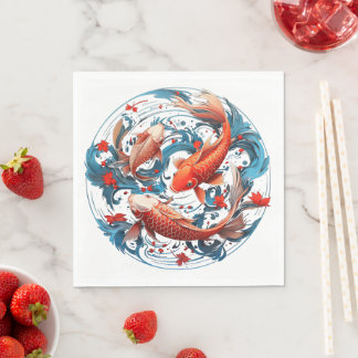 Artistic Koi Fish Napkin