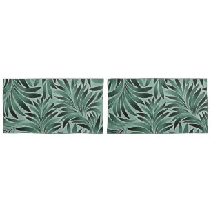 Artistic Leaves Aqua Grey Colour Scheme Pillowcase